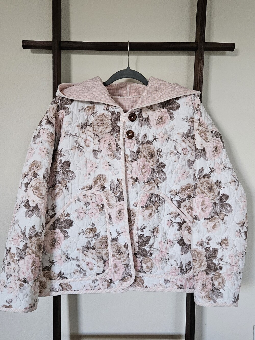 Quilted Floral Hooded Jacket
